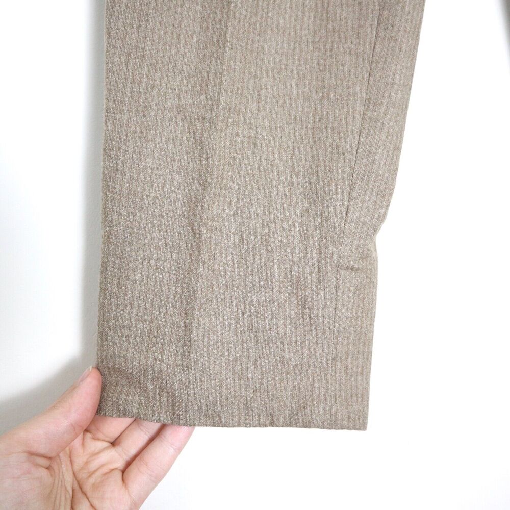 Piazza Sempione Audrey Wool Blend Capri Pant Camel Pinstripe Flat Front - Picture 6 of 12